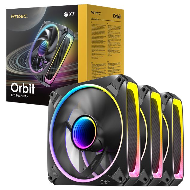 Antec Orbit ARGB 120mm Black PWM Case Fan - Triple Pack